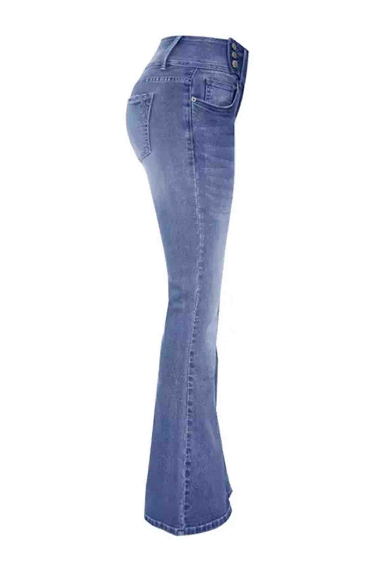 Cassidy - retro side-button mid-rise flare jeans