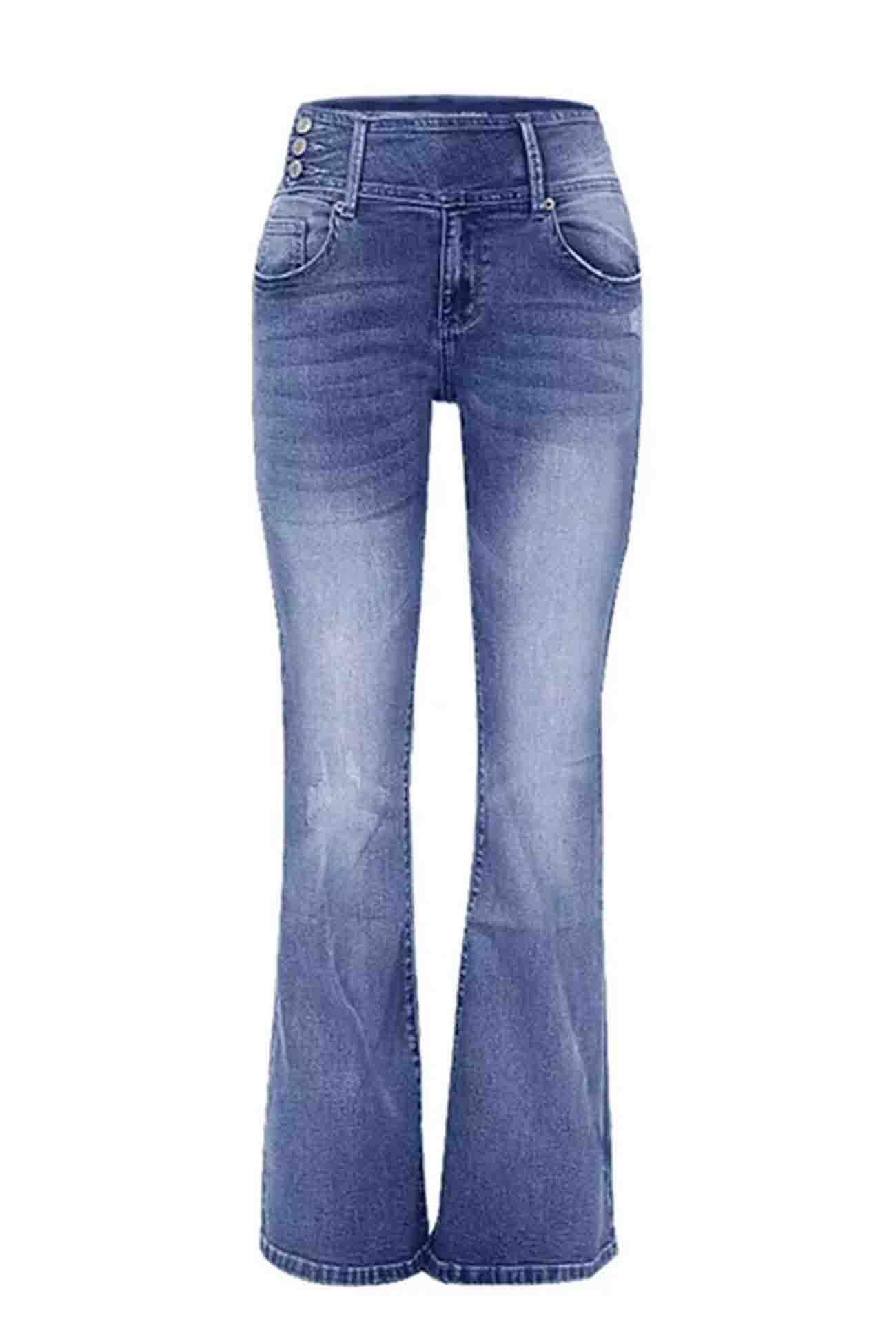 Cassidy - retro side-button mid-rise flare jeans