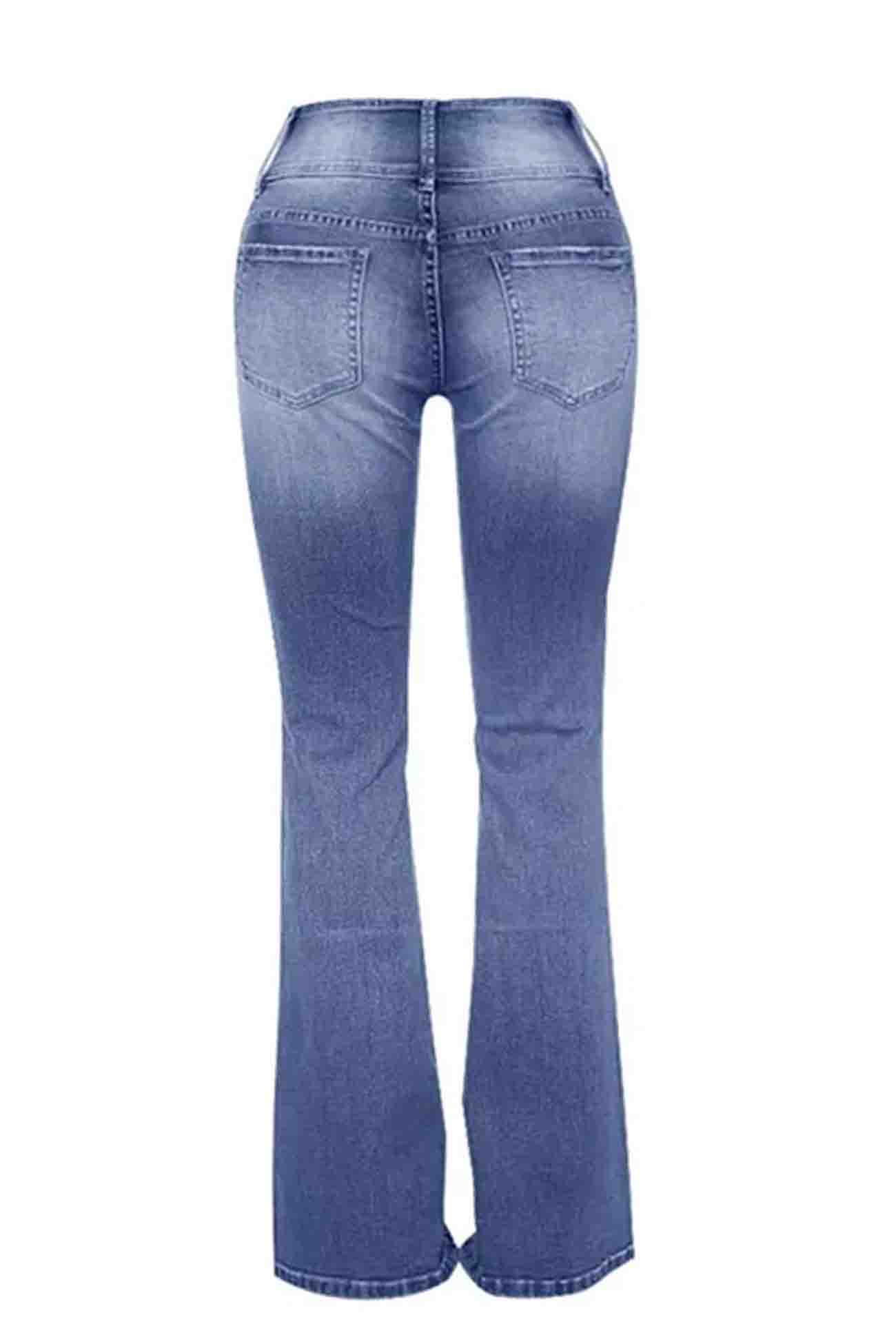 Cassidy - retro side-button mid-rise flare jeans