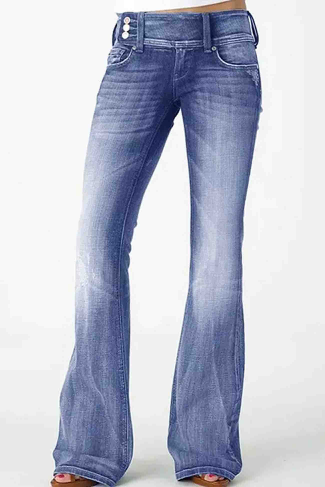 Cassidy - retro side-button mid-rise flare jeans
