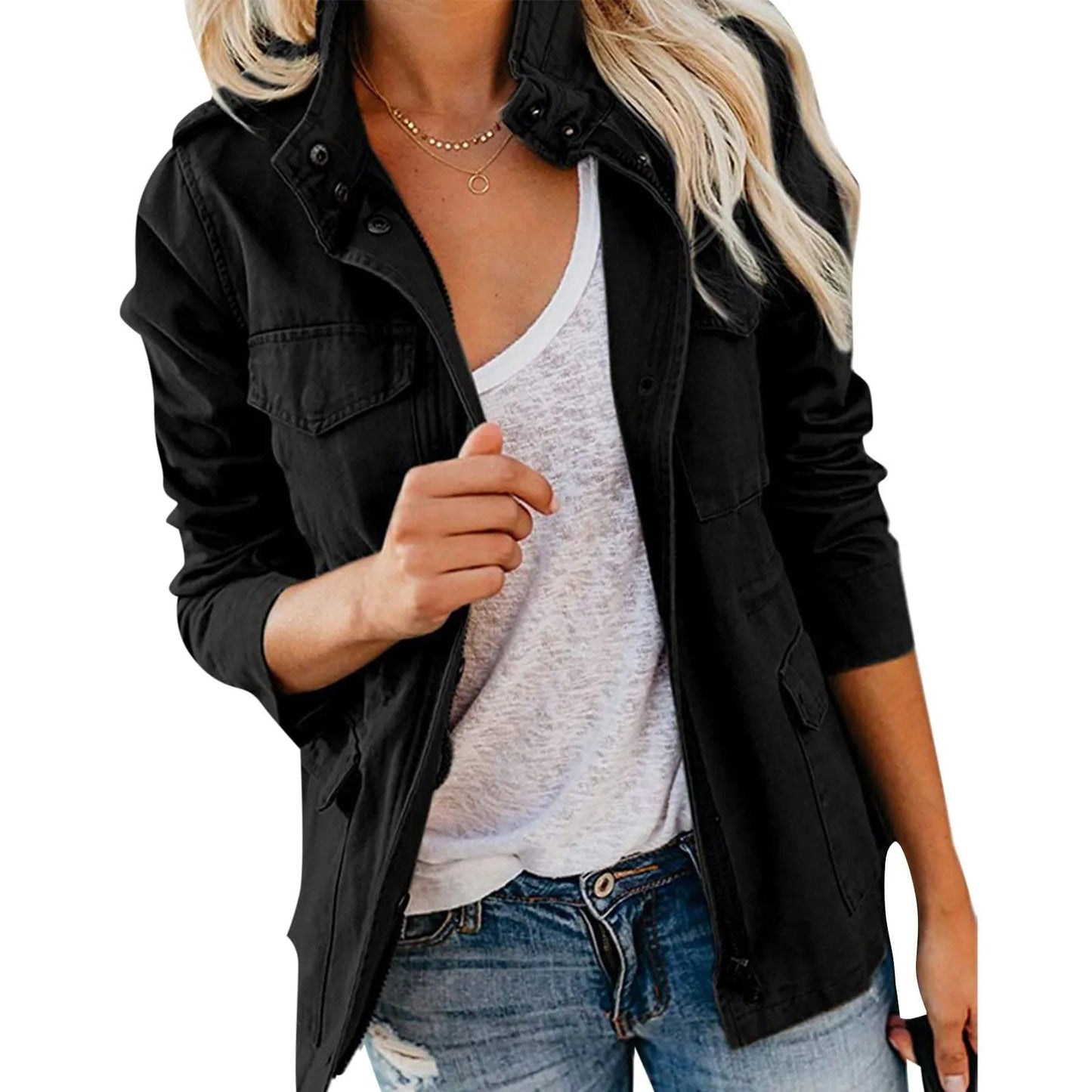 Jacket with full sleeves and four pockets for women