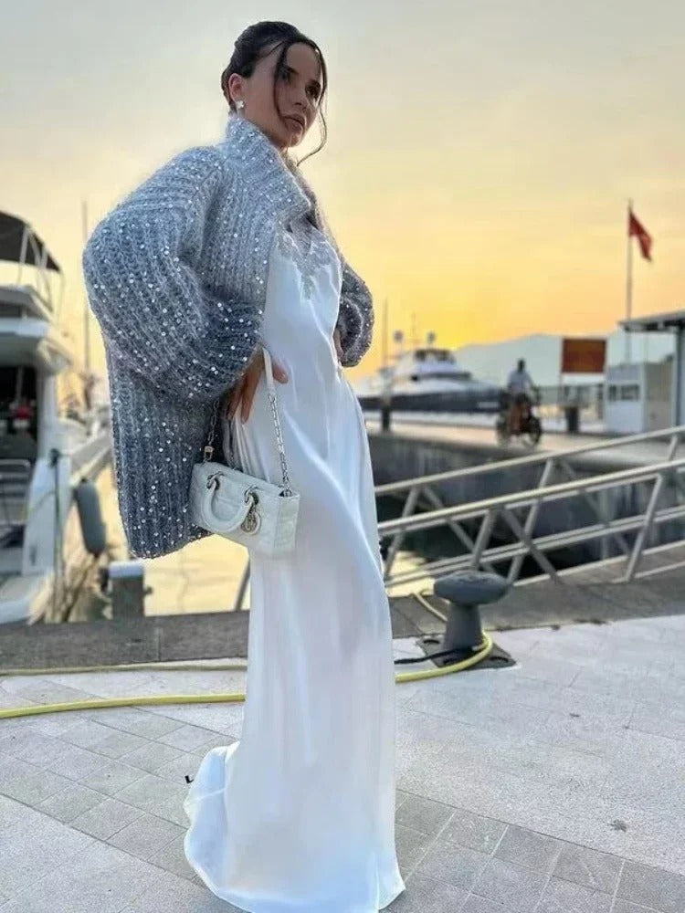 Karlie - Shimmer Knit Cardigan Sweater