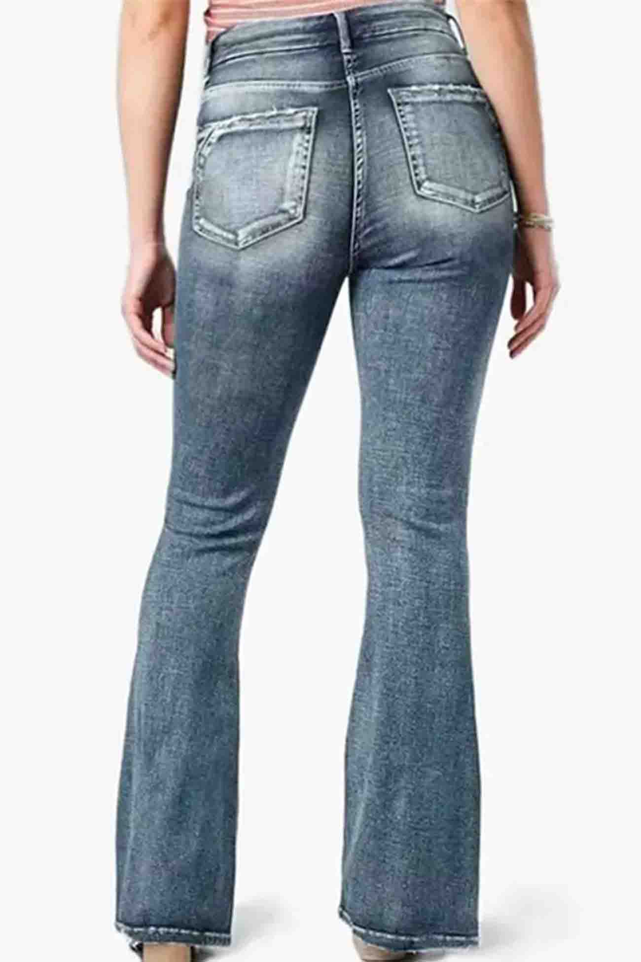 Cassidy - retro side-button mid-rise flare jeans