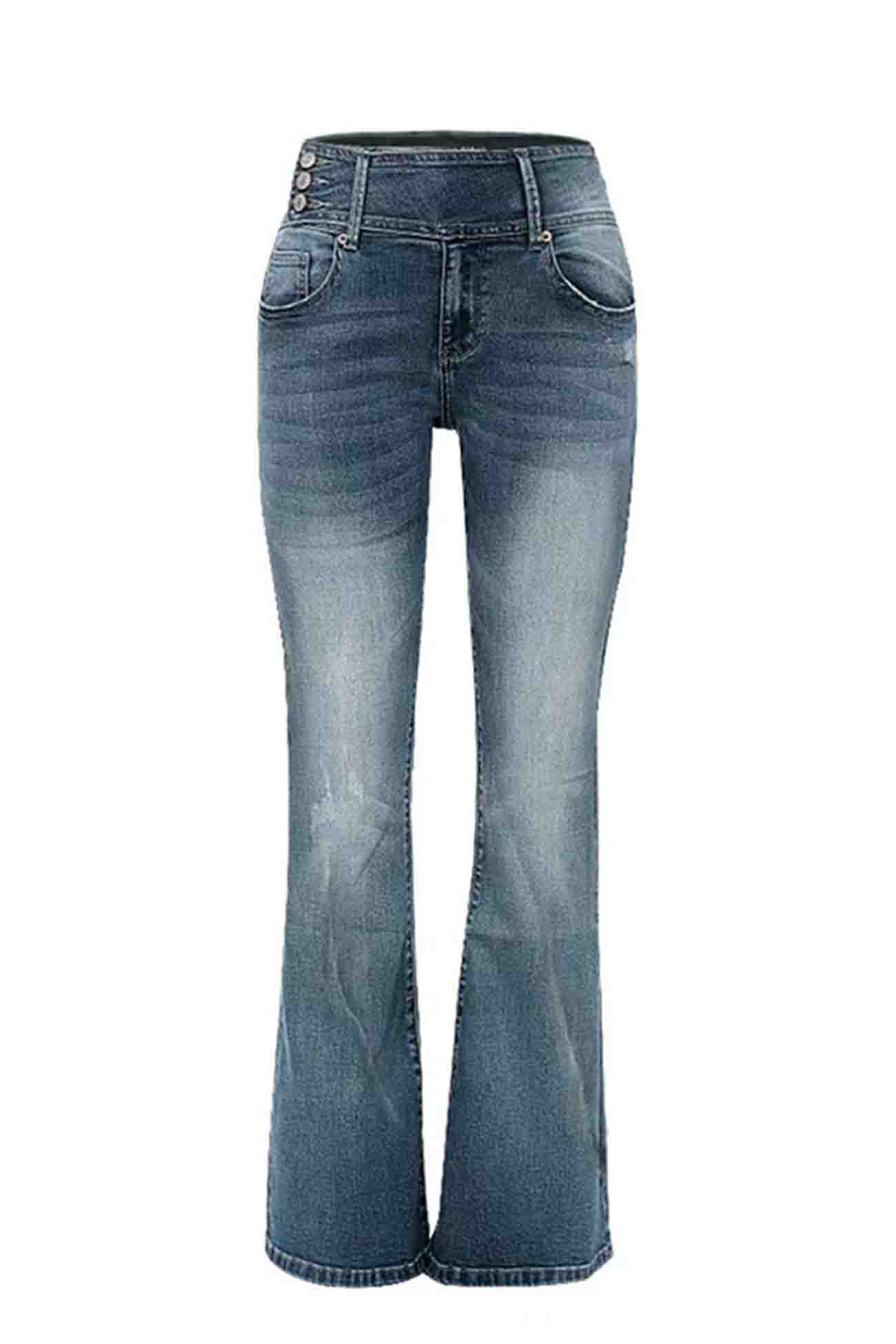 Cassidy - retro side-button mid-rise flare jeans