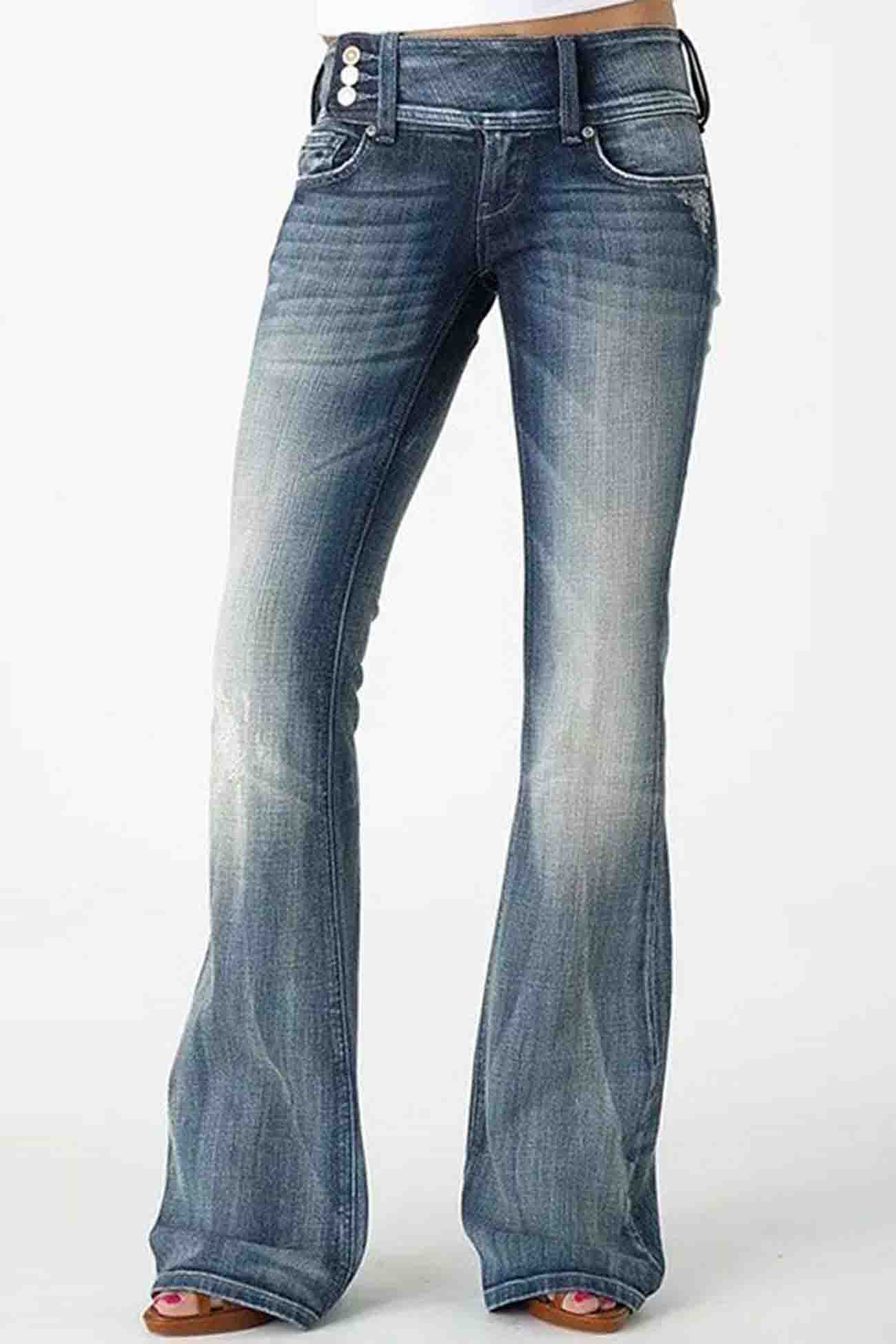 Cassidy - retro side-button mid-rise flare jeans