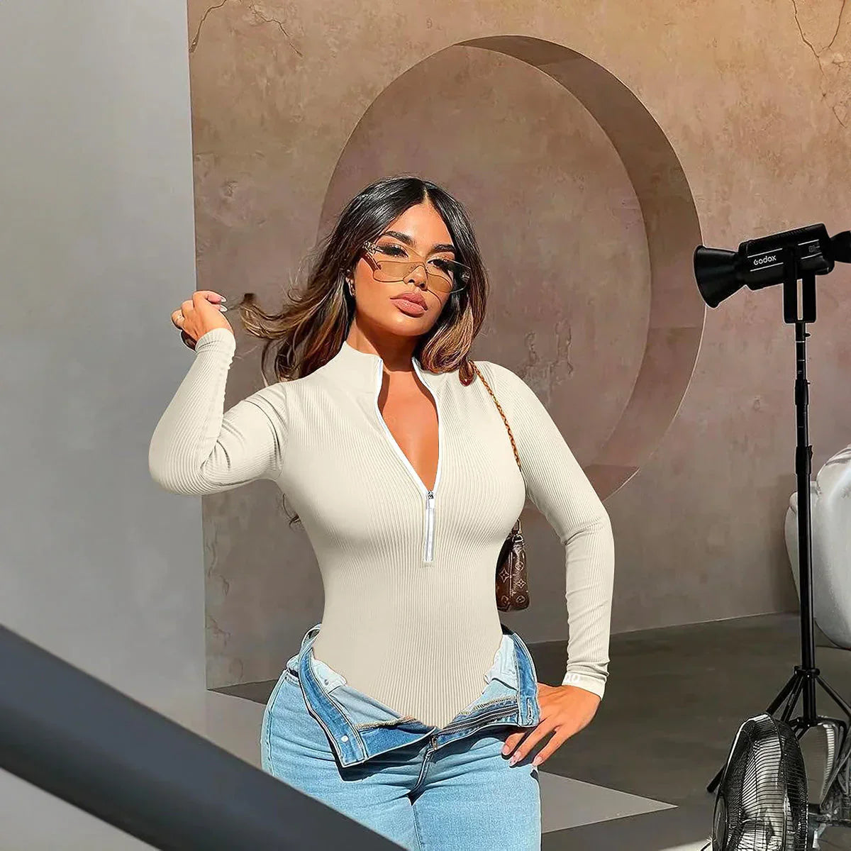 Snatching Zipper Bodysuit