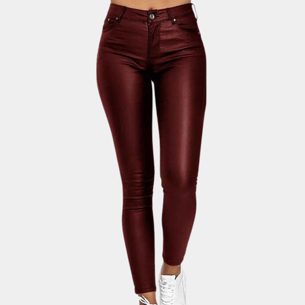 Elegant and comfortable women's leather-look pants