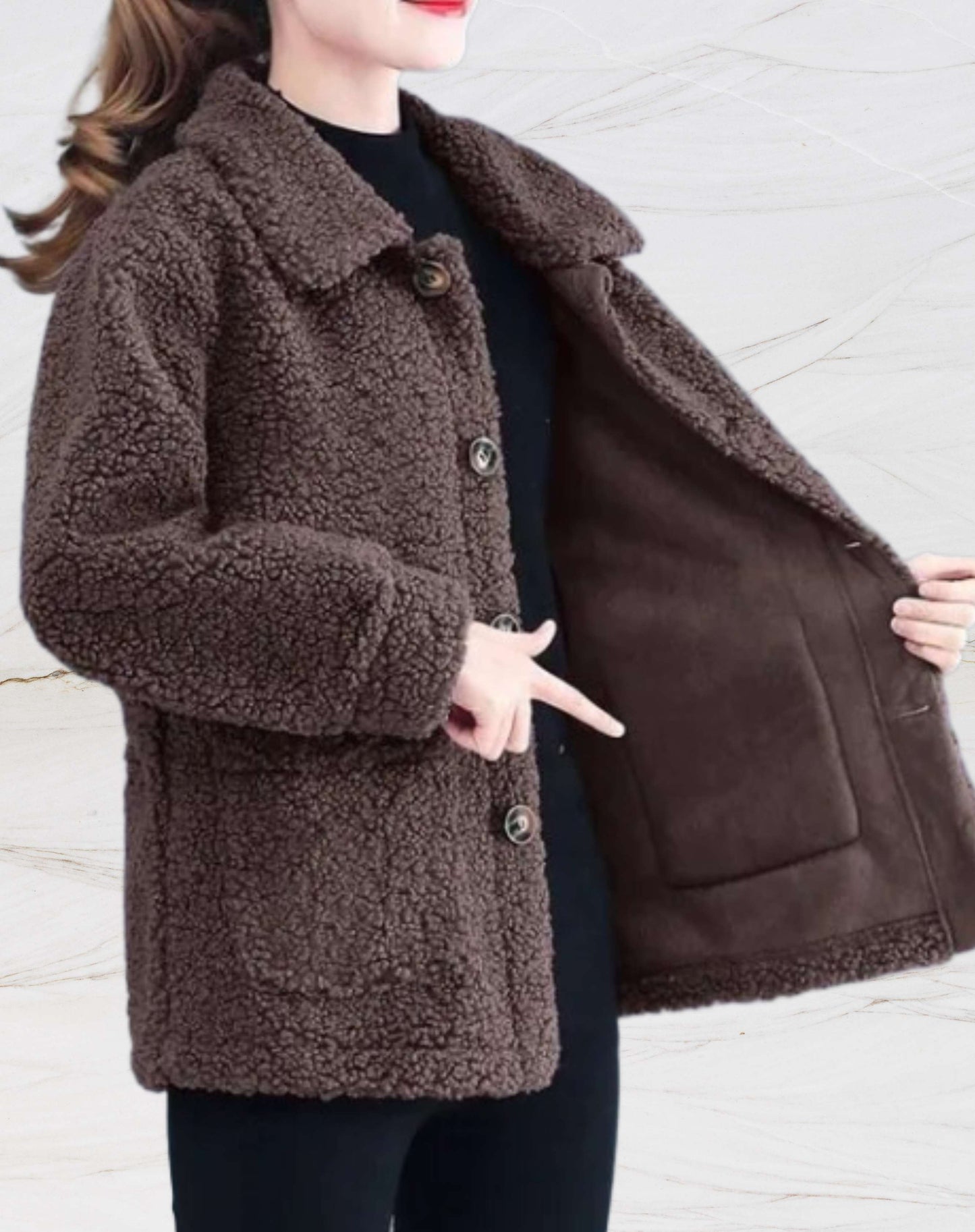 Ladies warm fleece jacket with polo collar