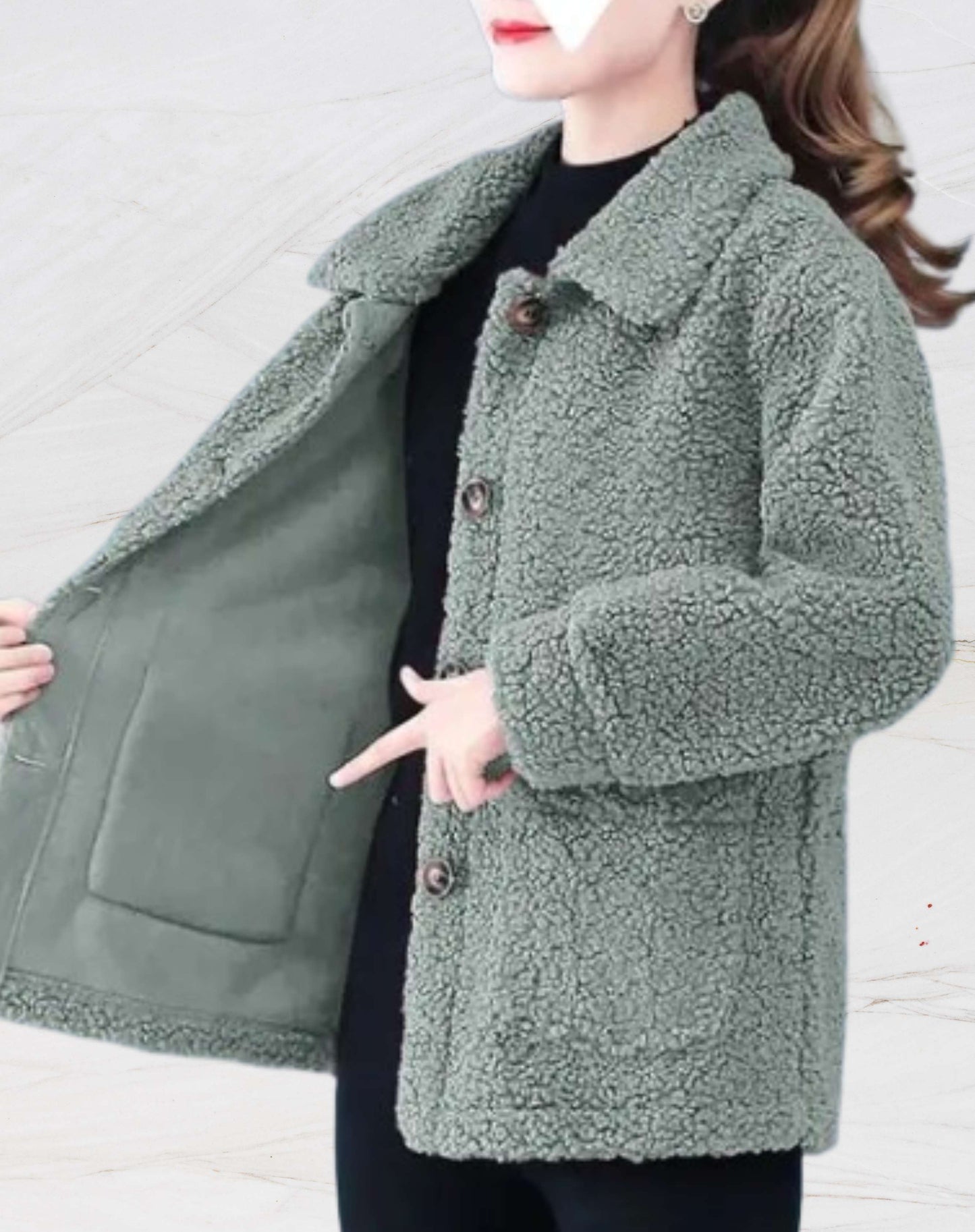 Ladies warm fleece jacket with polo collar