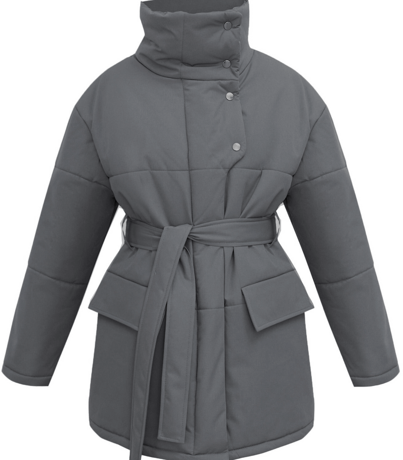 Vintage puffer office jacket with belt - zuzanna