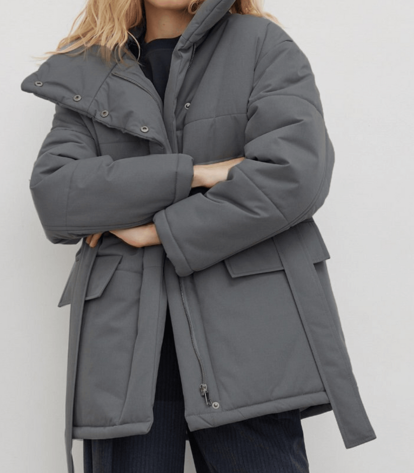 Vintage puffer office jacket with belt - zuzanna