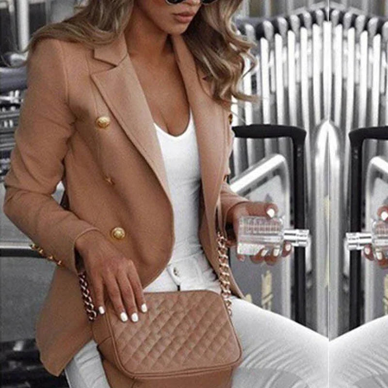 Bantella - fashionable checked long sleeve blazer