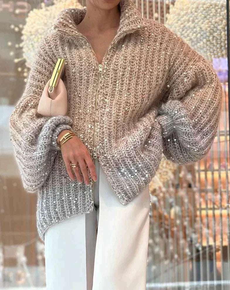 Karlie - Shimmer Knit Cardigan Sweater