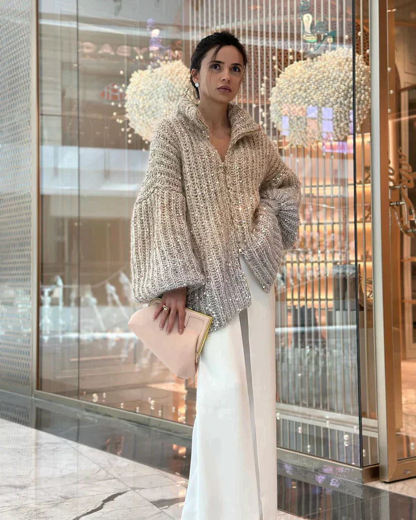 Karlie - Shimmer Knit Cardigan Sweater