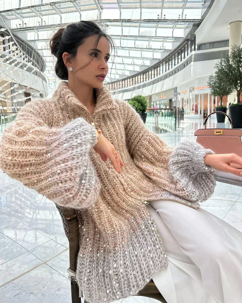 Karlie - Shimmer Knit Cardigan Sweater