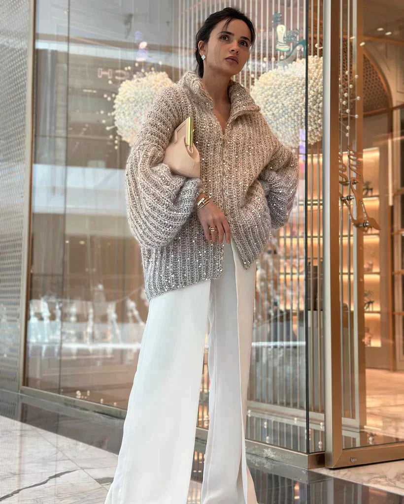 Karlie - Shimmer Knit Cardigan Sweater