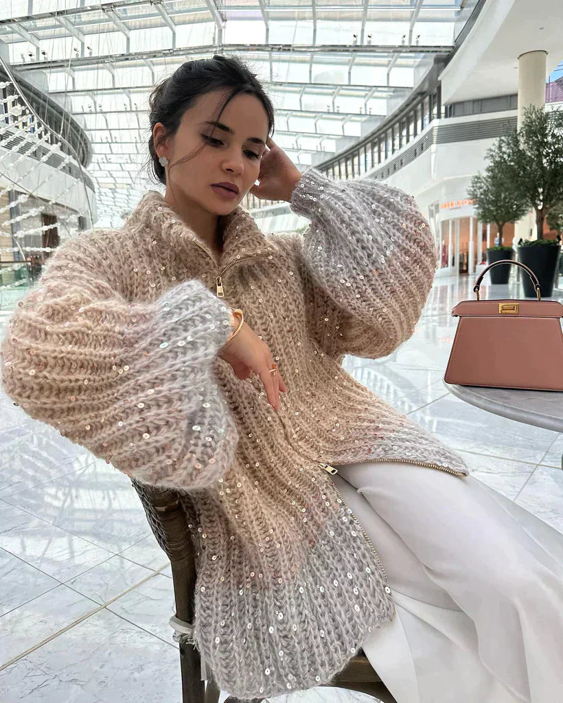 Karlie - Shimmer Knit Cardigan Sweater