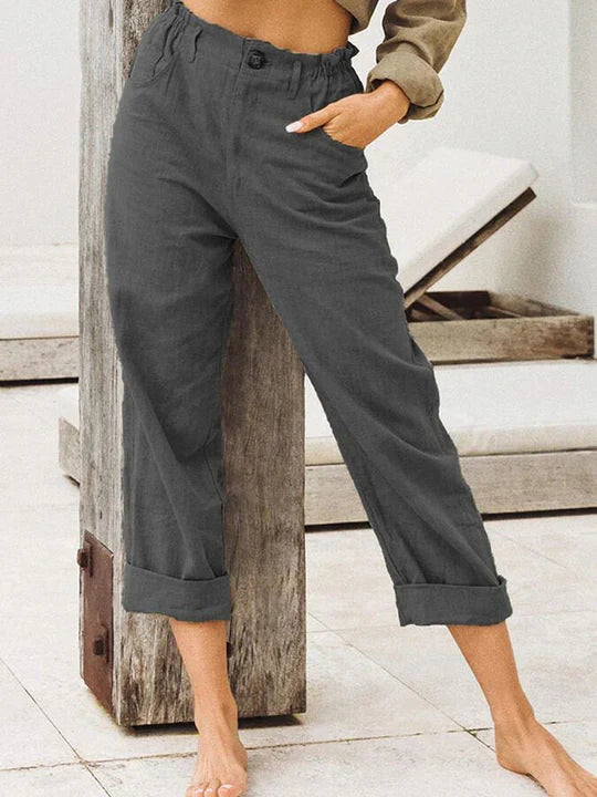 Stylish linen trousers with rolled hem - comfort & trend