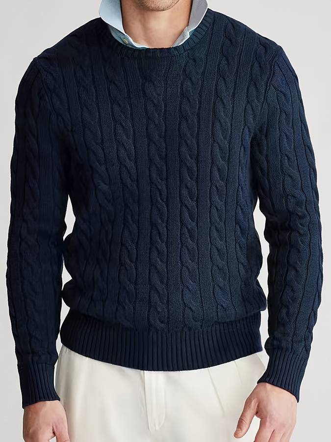 Knitted jumper with round neck for men