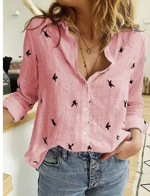 Esmée - Elegant Blouse with Bird Pattern