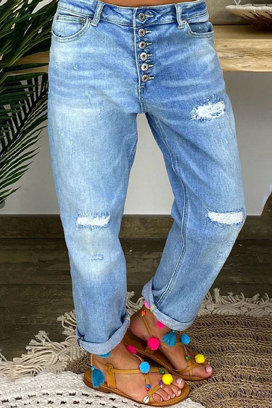 Maia - low waist ripped denim jeans