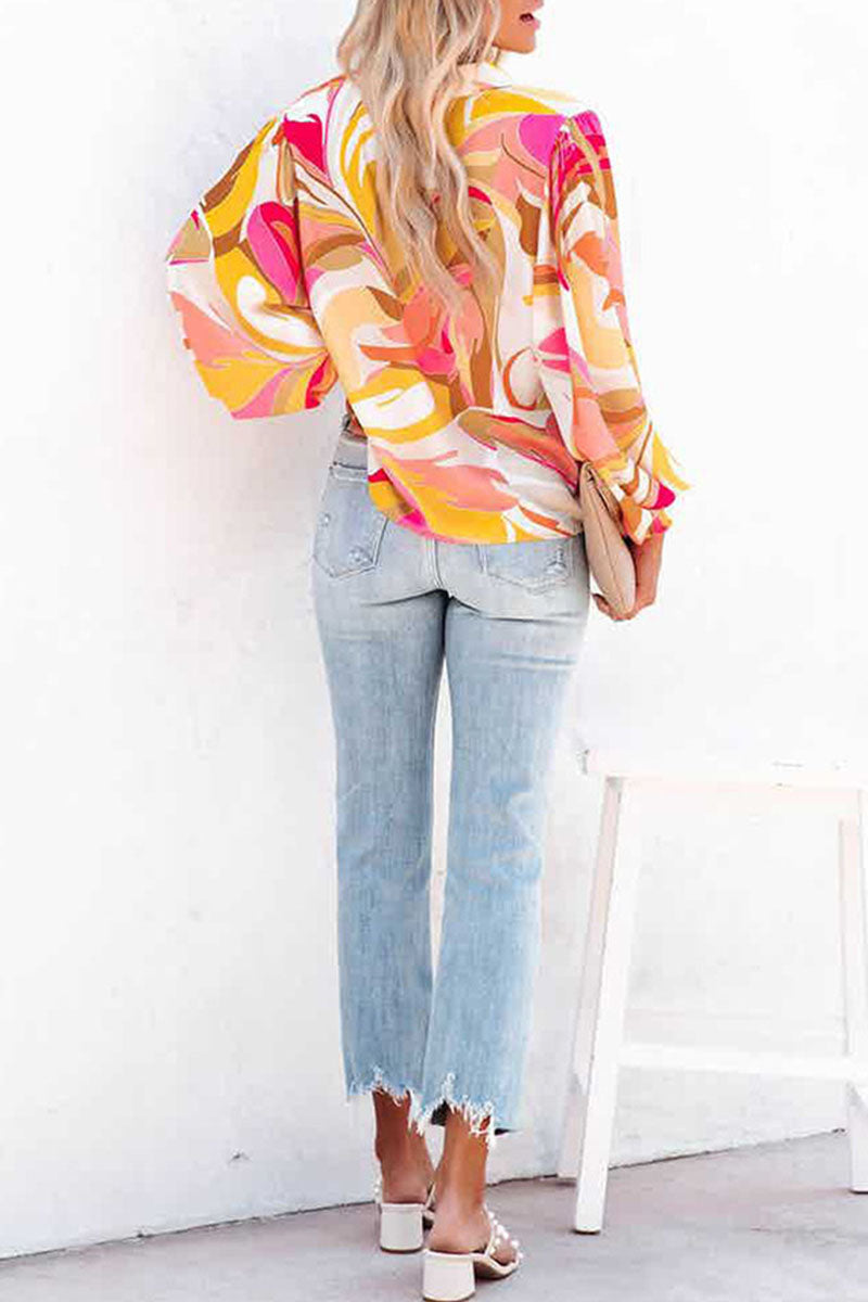 Isa | Printed blouse lantern sleeve shirt