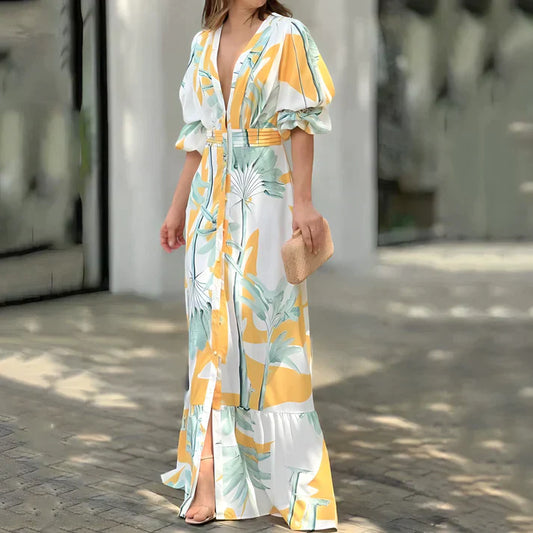 Élodie Lavin | Elegant Long Dress with Puffed Sleeves