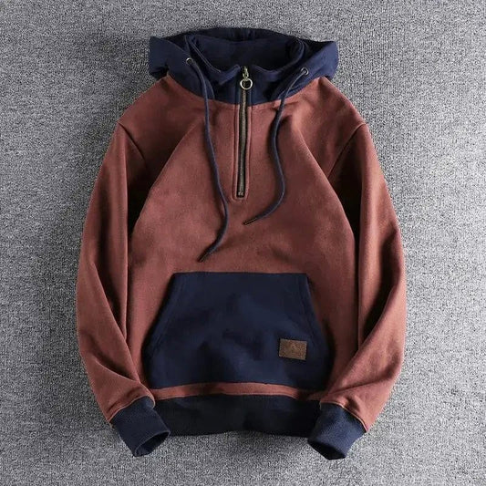 Two-tone hooded sweater for men