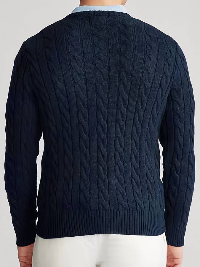 Knitted jumper with round neck for men