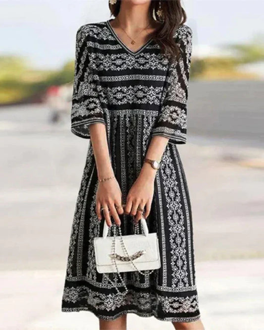 Élodie Lavin | V-neck Printed dress
