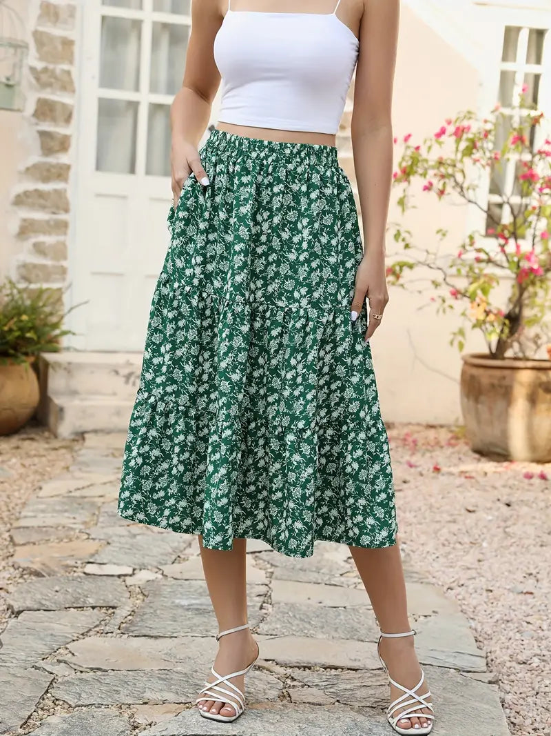 Belezza - floral print flared skirt with pockets