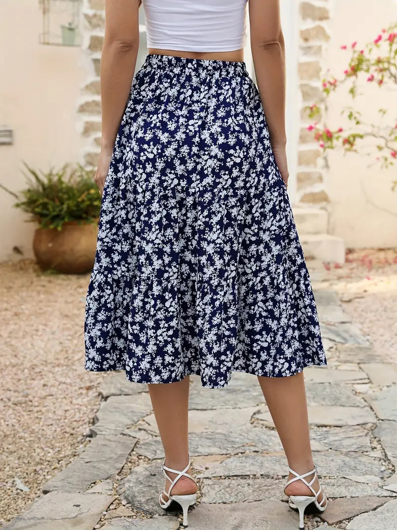 Belezza - floral print flared skirt with pockets