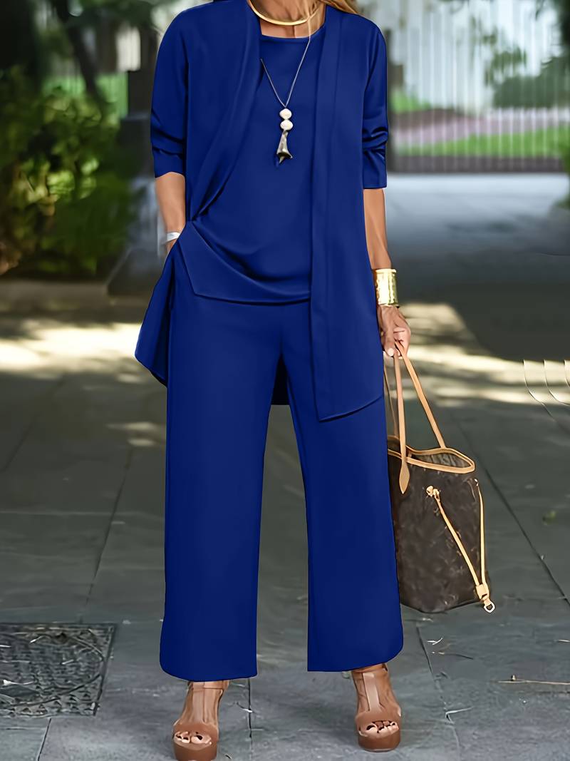 Belezza – casual three-piece set with cardigan and long trousers