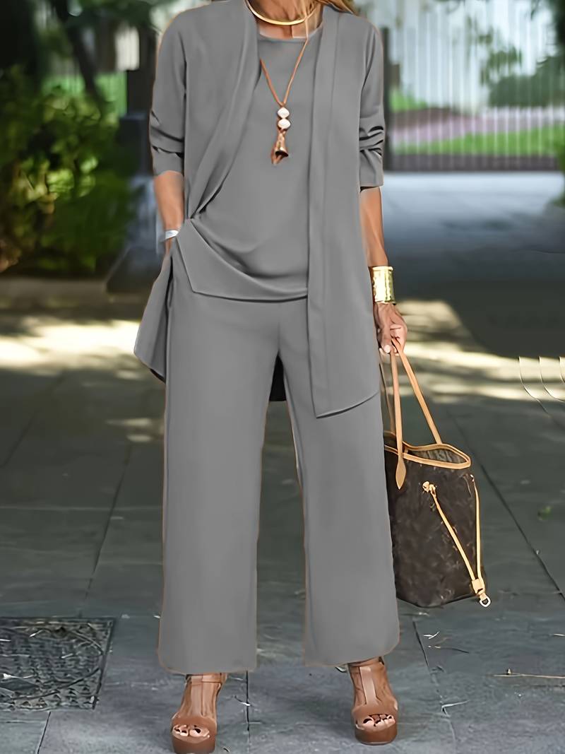 Belezza – casual three-piece set with cardigan and long trousers