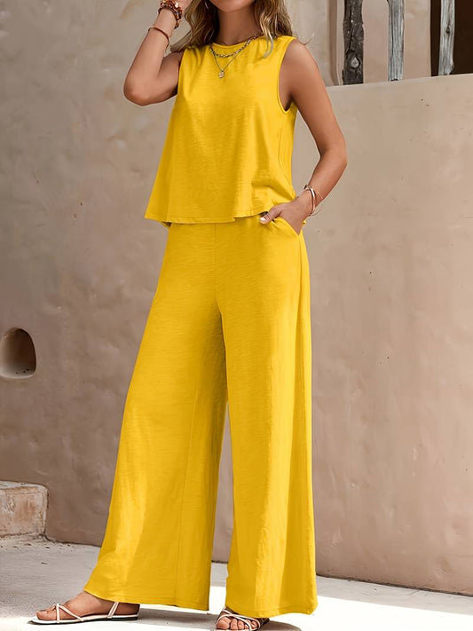 Olivia – elegant sleeveless tank top and wide-leg pants set