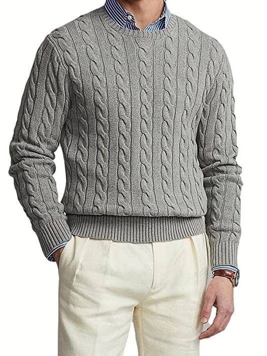 Knitted jumper with round neck for men