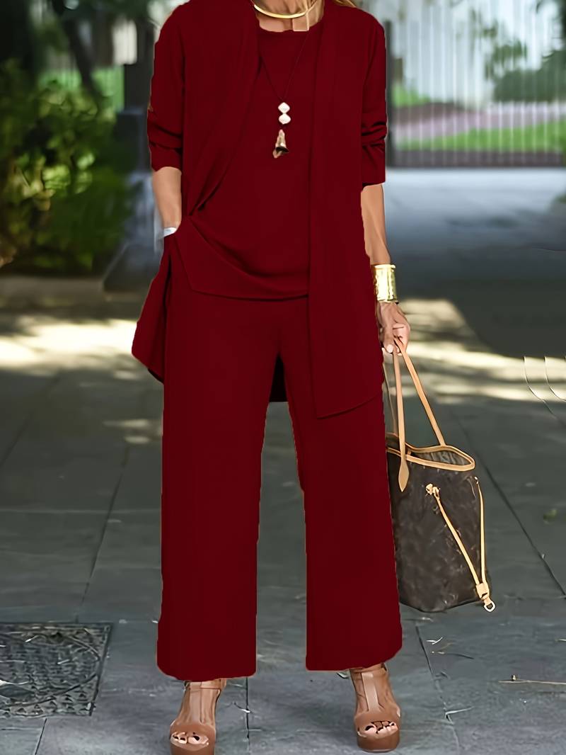 Belezza – casual three-piece set with cardigan and long trousers