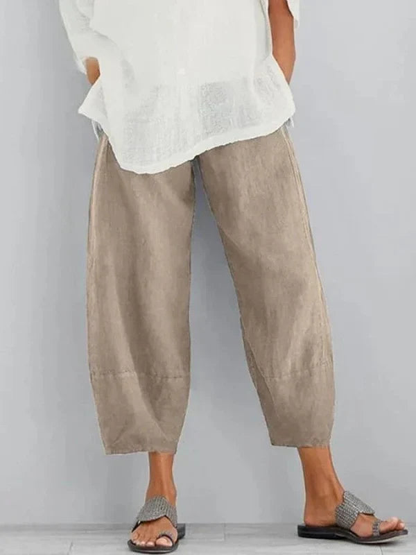 Linen casual trousers for women