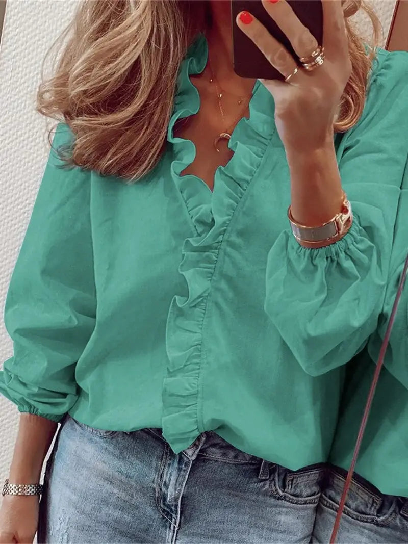 Lauren - casual v-neck long sleeve blouse