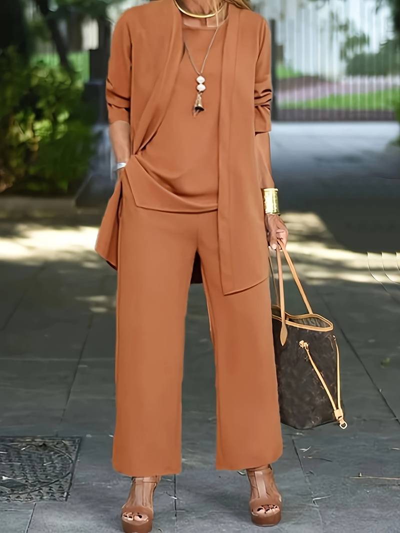 Belezza – casual three-piece set with cardigan and long trousers