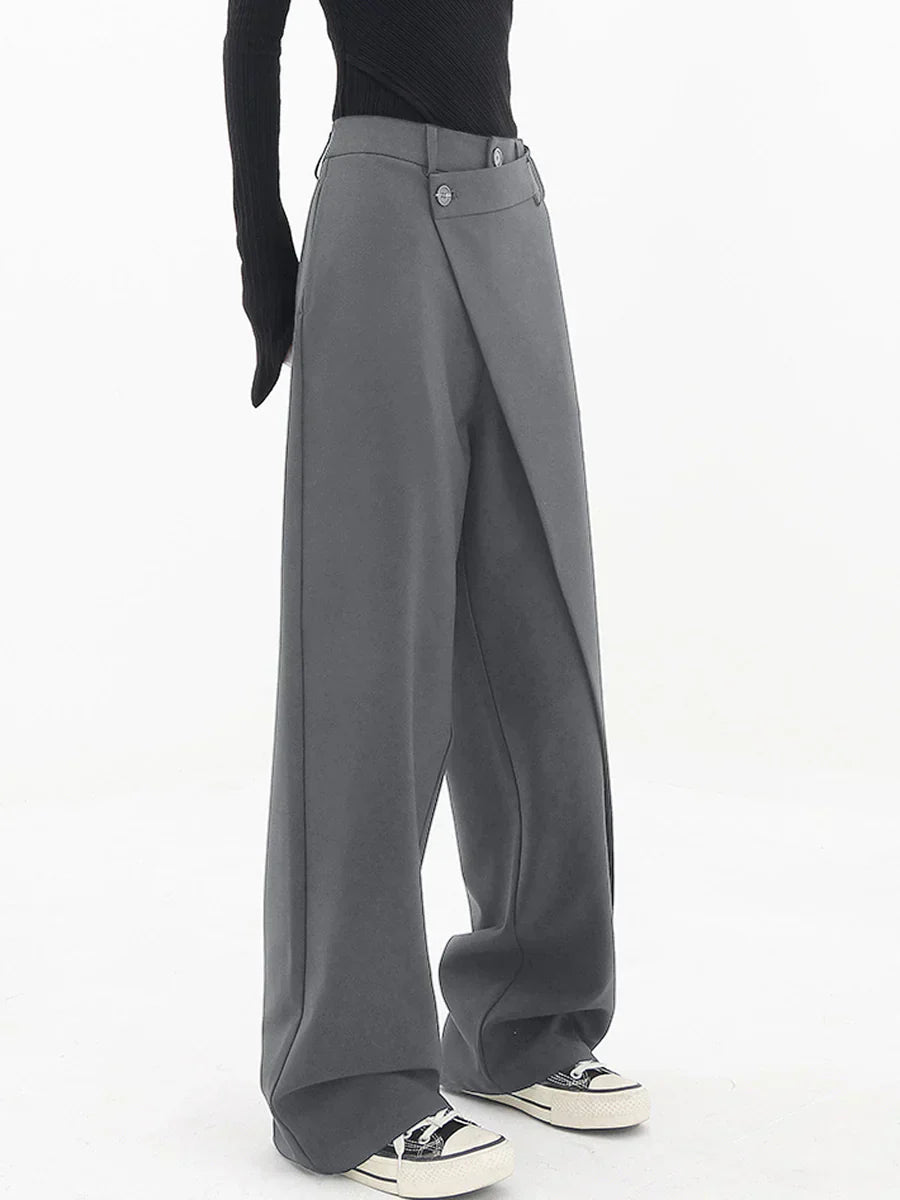 Leja - layered button wide leg pants for women