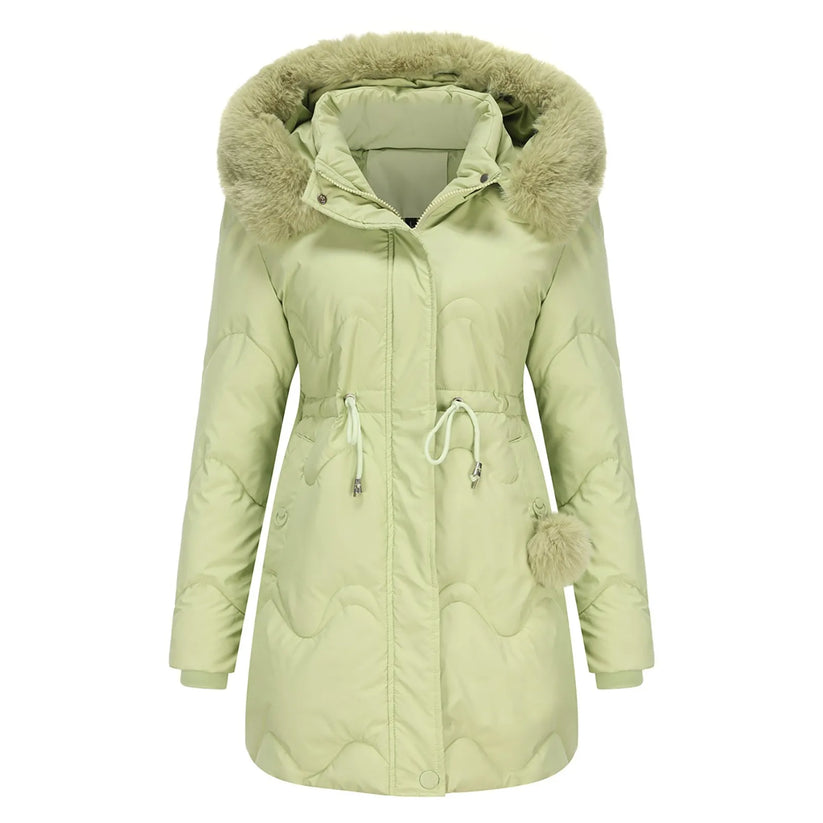 Padded winter coat with fluffy collar - renata