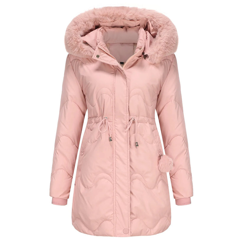 Padded winter coat with fluffy collar - renata