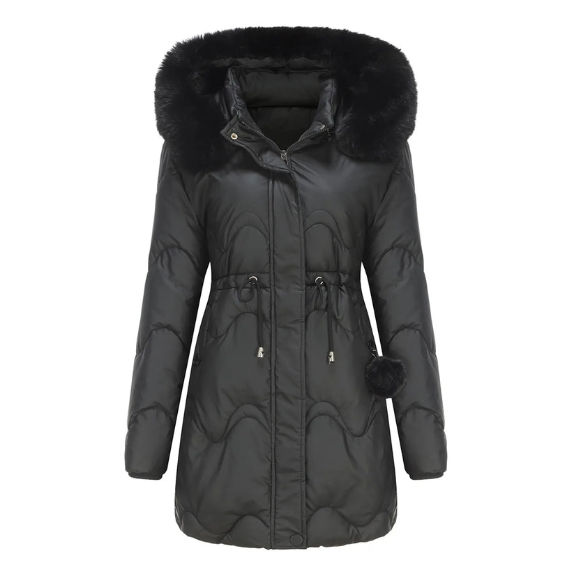 Padded winter coat with fluffy collar - renata