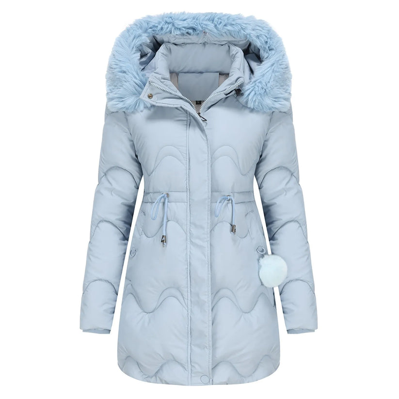 Padded winter coat with fluffy collar - renata