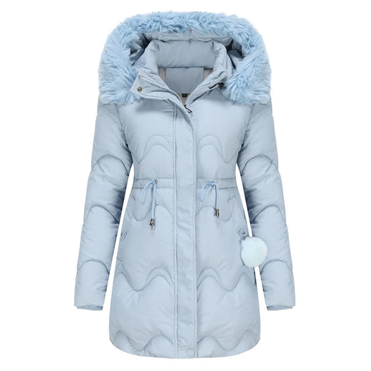 Padded winter coat with fluffy collar - renata