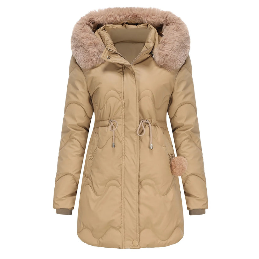 Padded winter coat with fluffy collar - renata