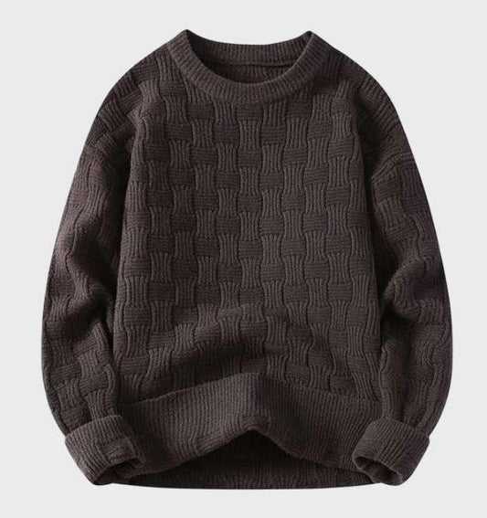 Knitted Casual Men's Sweater with Round Neckline