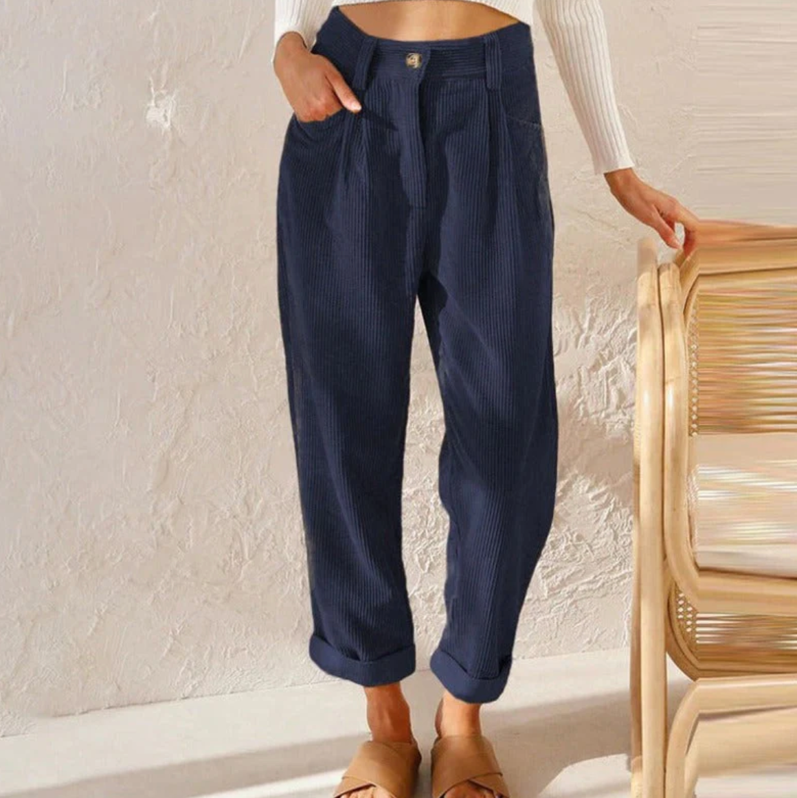 MALIA - casual leisure trousers made of corduroy