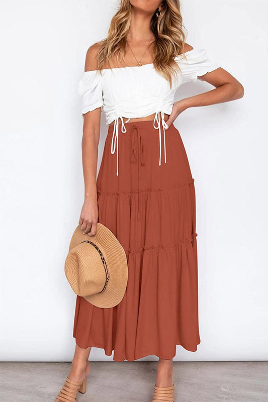 Kinsley - bohemian high waist ruched skirt